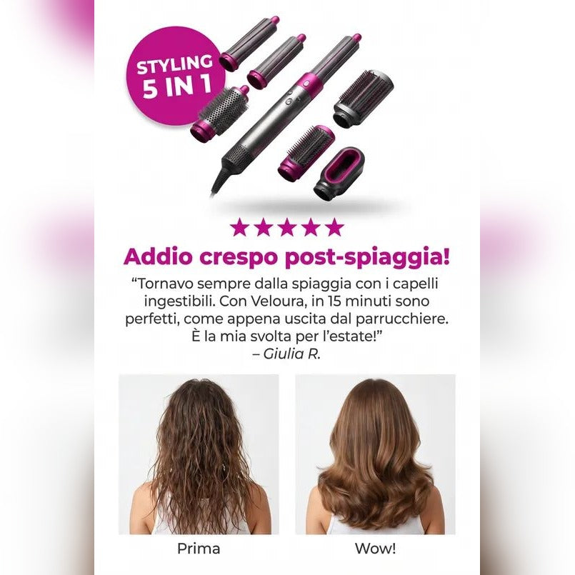 Veloura | Spazzola Asciugacapelli 5 in 1 Veloura